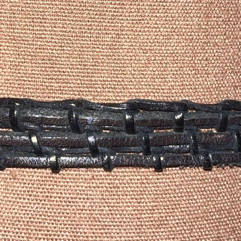 Vintage Leather & Silver Hardware Skinny Y2K Style Woven Belt Women’s Small
